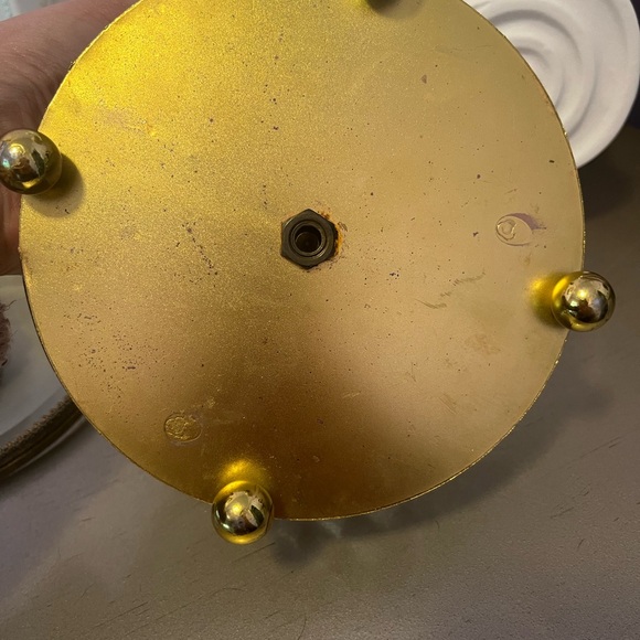 Round Brass Glass Ormolu Filigree Jewelry Casket Trinket Box - Picture 5 of 5